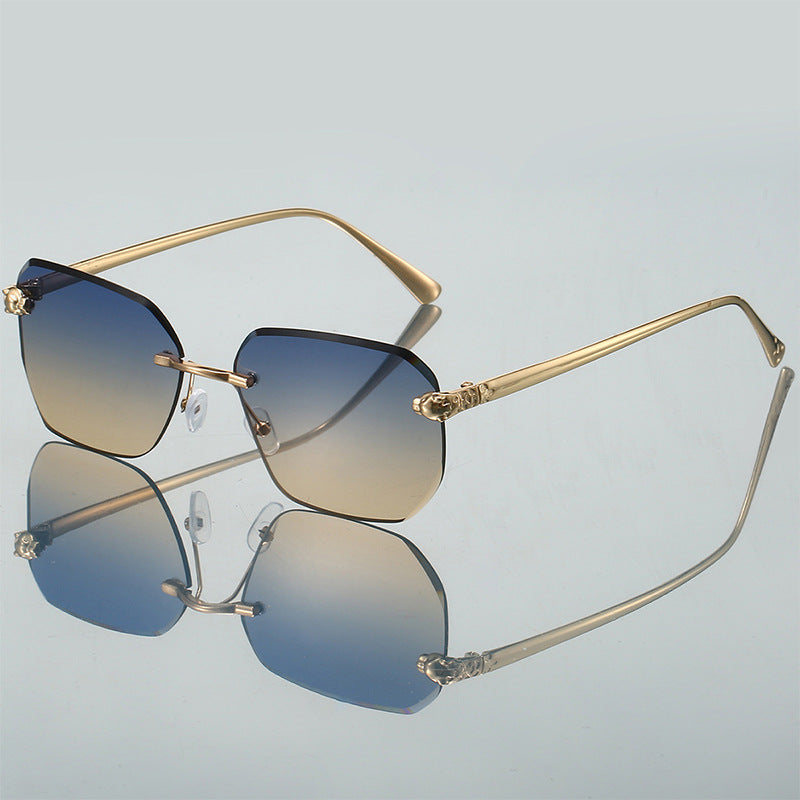 Frameless Trimming Leopard Head Sunglasses - X2-Shopping