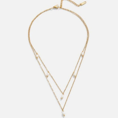 Women's 18K Gold-plated Natural Pearl Double-layer Twin Necklace