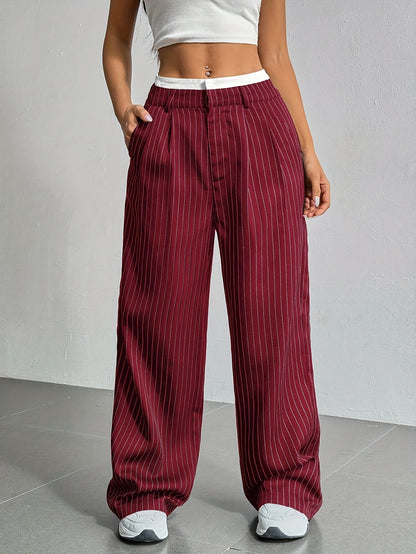 Stitching Suit Pants Simple Loose Drooping Straight-leg Pants - X2-Shopping
