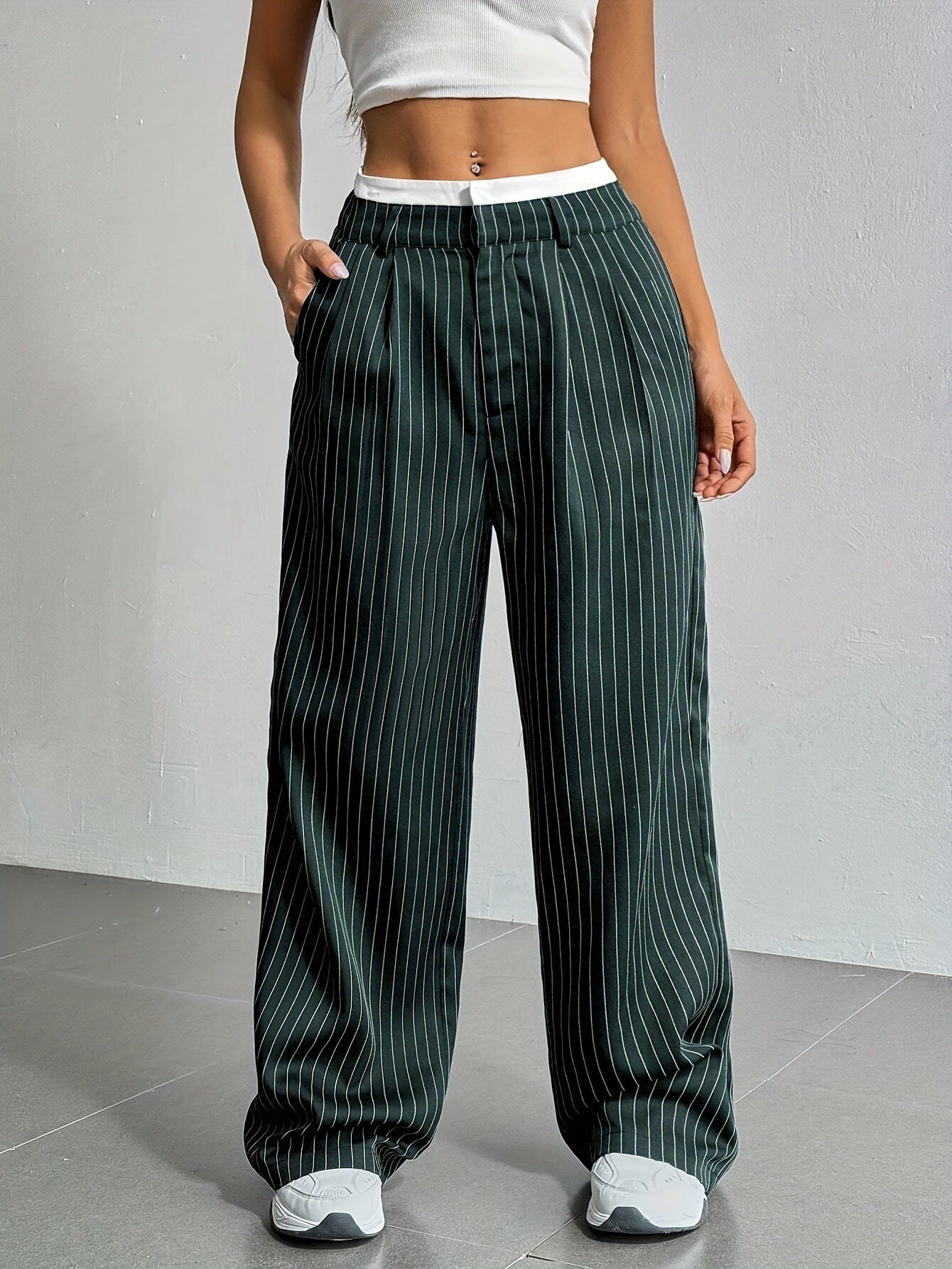 Stitching Suit Pants Simple Loose Drooping Straight-leg Pants - X2-Shopping