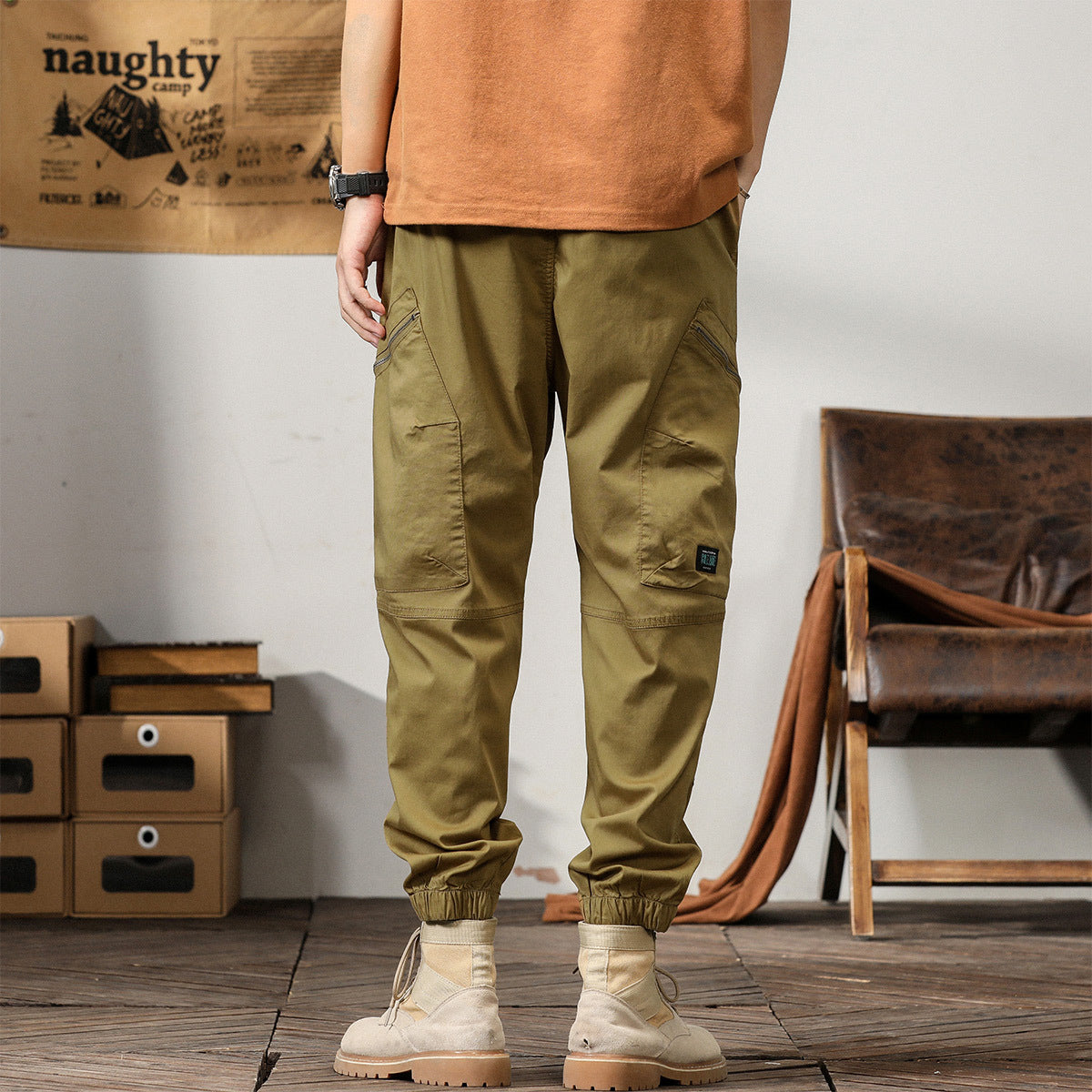 Men's New American Retro Overalls Hong Kong Style Trendy Brand Leisure Tappered Harem Pants
