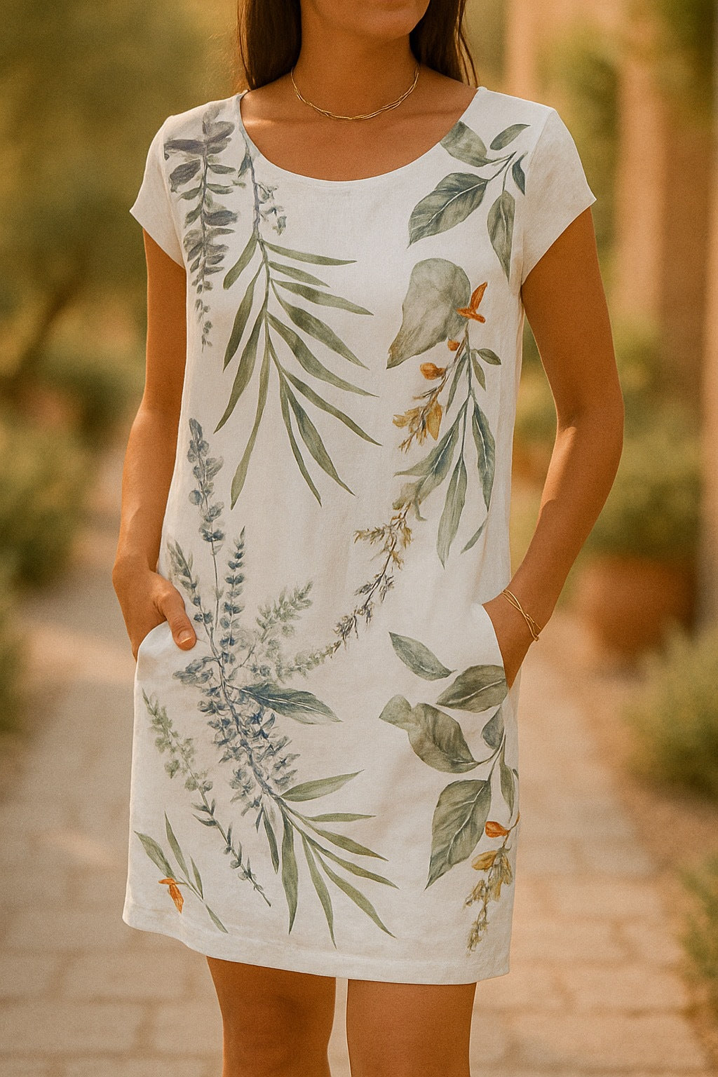 Women's Round Neck Loose Short Sleeves Printed Dress