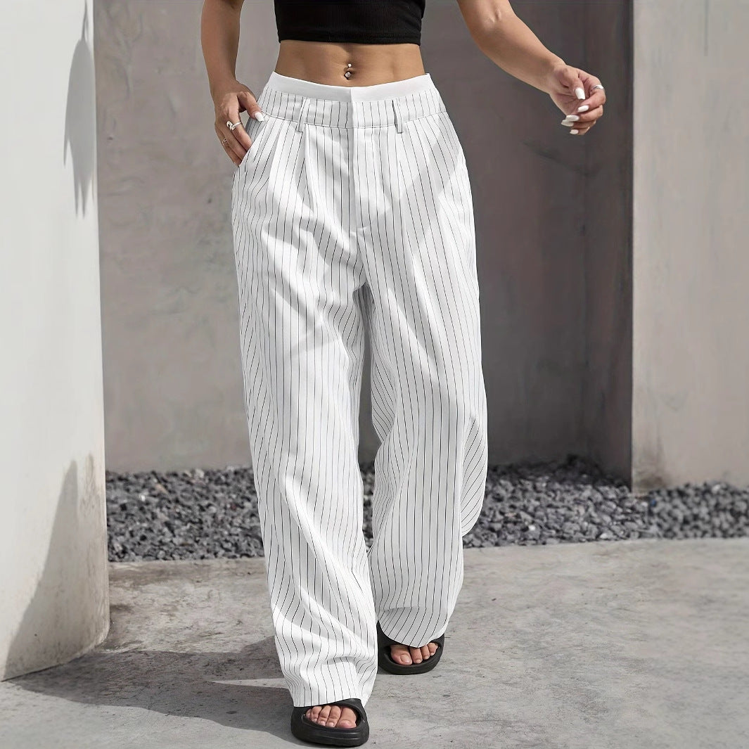 Stitching Suit Pants Simple Loose Drooping Straight-leg Pants - X2-Shopping