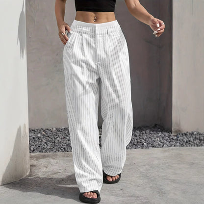 Stitching Suit Pants Simple Loose Drooping Straight-leg Pants - X2-Shopping