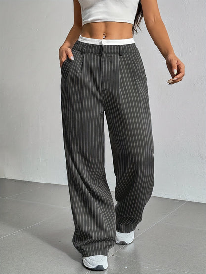 Stitching Suit Pants Simple Loose Drooping Straight-leg Pants - X2-Shopping