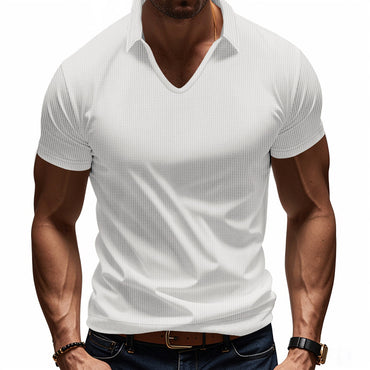 Men's Simplicity Casual V-neck Design Loose Trendy Short Sleeve