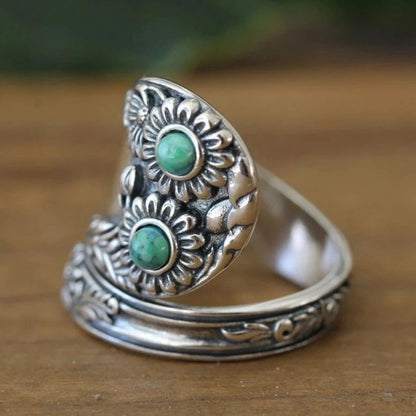 Retro Europe And America Turquoise Ring
