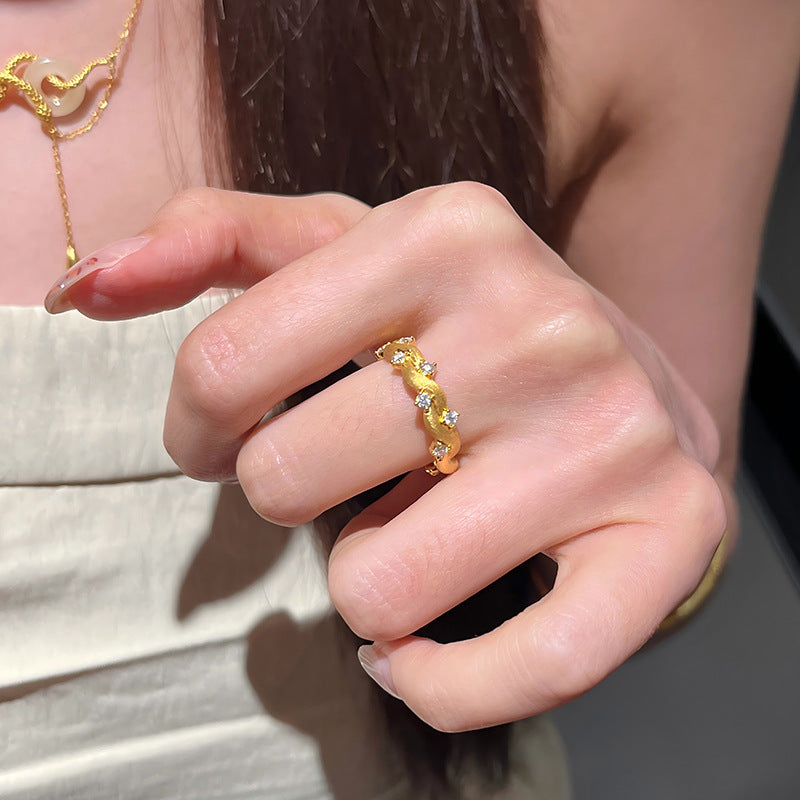 Retro Brushed Bright Star River Affordable Luxury Fashion Female Ring