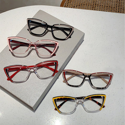 Set Up Anti Blue Light Colorful Cat Eye Flat Light Glasses Frame