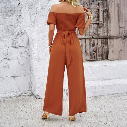 Casual Off-shoulder Cropped Jumpsuit For Women