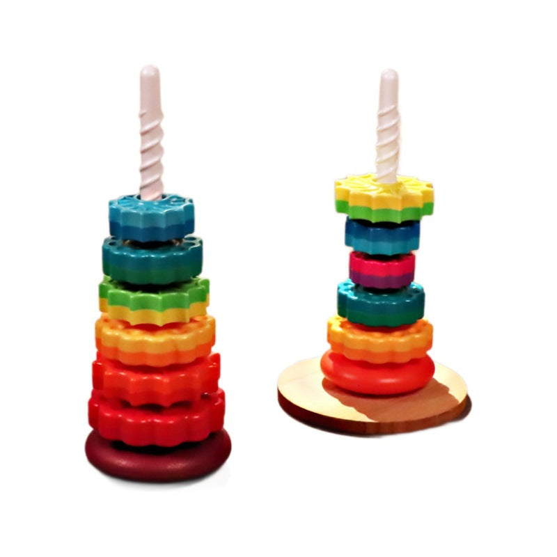 Regenbogen Rotierenden Turm Spielzeug Baby Frühen Bildung Intellektuelle Entwicklung Intelligenz Ferrule