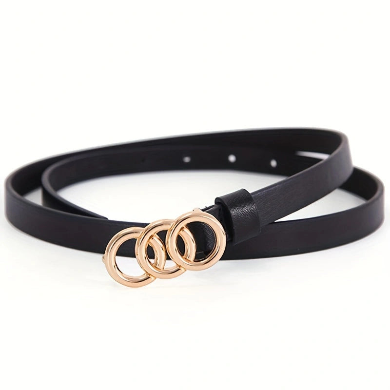 Women's Stylish Retro Minimalism 3-ring Thin Belt - X2-Shopping