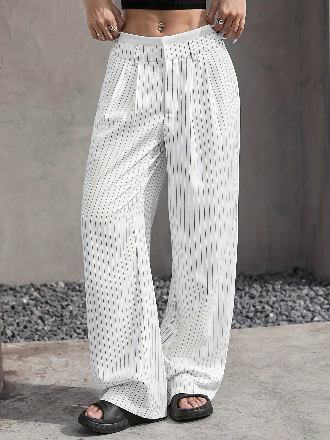 Stitching Suit Pants Simple Loose Drooping Straight-leg Pants - X2-Shopping