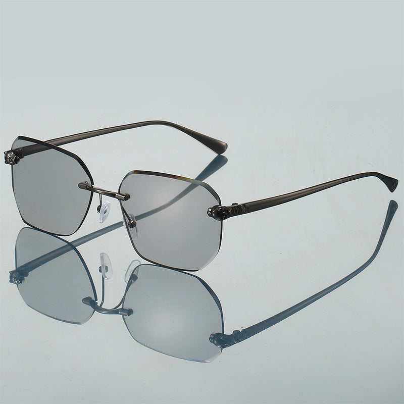 Frameless Trimming Leopard Head Sunglasses - X2-Shopping