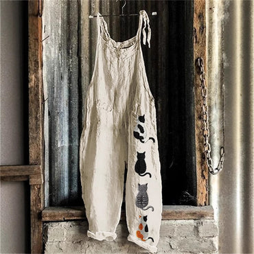 Women's Suspender Pants Animal Vintage Print