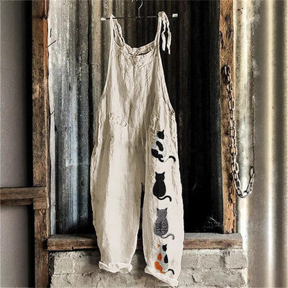 Women's Suspender Pants Animal Vintage Print