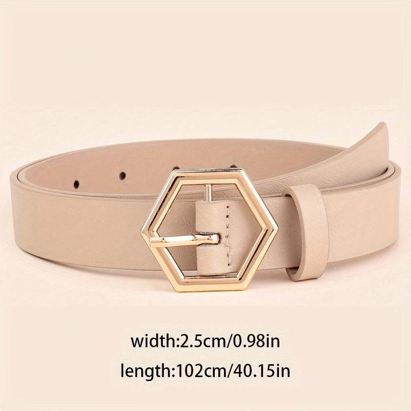 Women's Hexangular Star Irregular Gold Buckle PU Belt - X2-Shopping