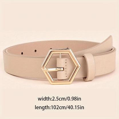 Women's Hexangular Star Irregular Gold Buckle PU Belt - X2-Shopping
