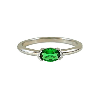 Minimalist Style Simple Bracelet Light Arm Artificial Cultivation Emerald Ring High Carbon Rhinestone Ring