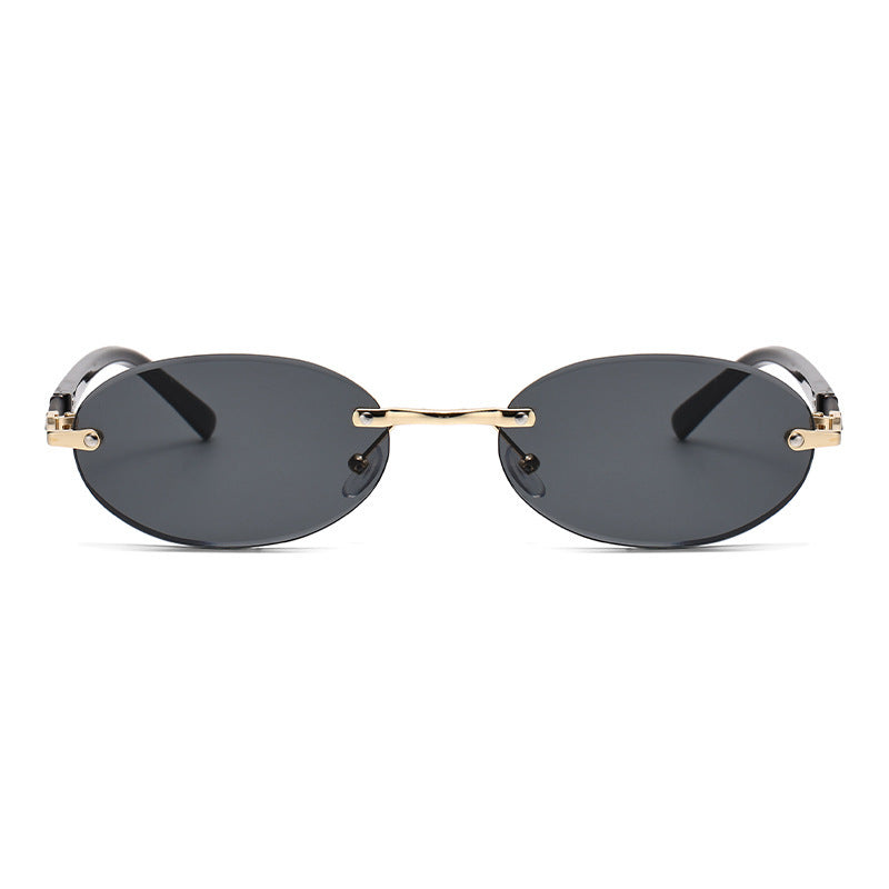 Trimming Oval Frame Sunglasses Frameless Hot Girl Sunglasses - X2-Shopping
