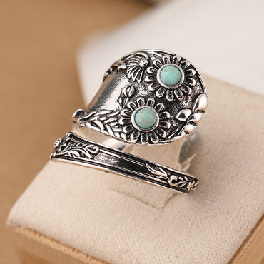 Retro Europe And America Turquoise Ring