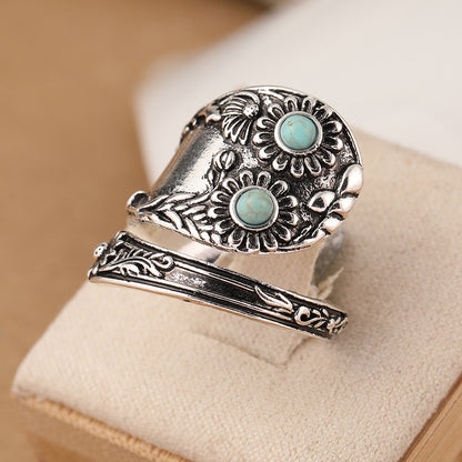 Retro Europe And America Turquoise Ring