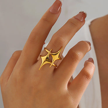 Female Popular All-matching Star 18K Gold Plated Ring