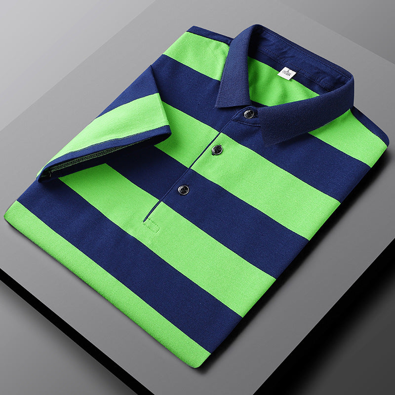 Lässiges gestreiftes T-Shirt mit halben Ärmeln für Herren