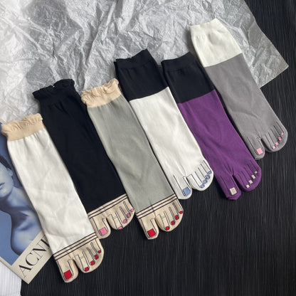 Thin Pure Cotton Cartoon Personality Japanese Style Toe Socks