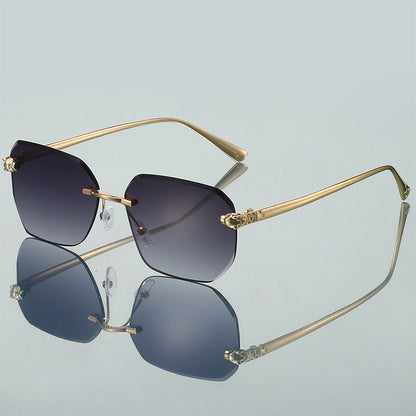 Frameless Trimming Leopard Head Sunglasses - X2-Shopping