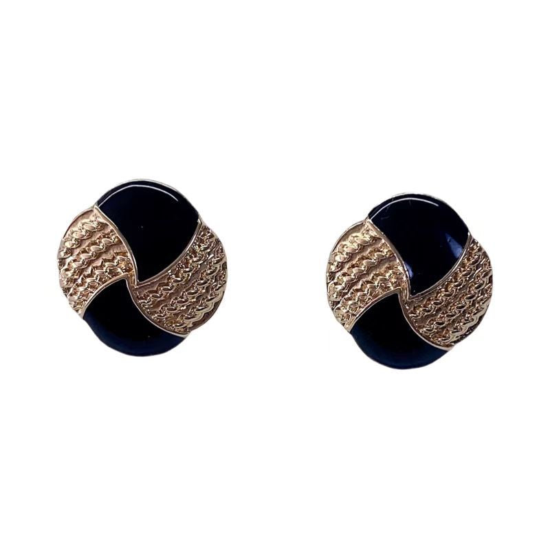 Vintage Dripping Enamel Geometric Ear Studs
