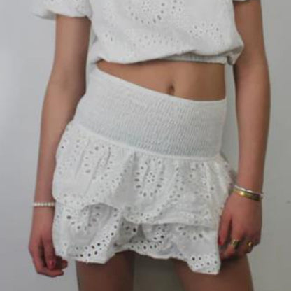 Women's Skirt Pleated Ruffle Print - X2-Shopping