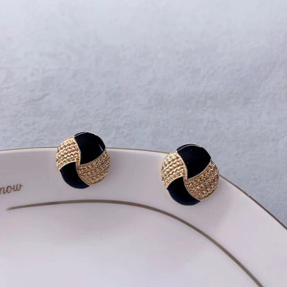 Vintage Dripping Enamel Geometric Ear Studs