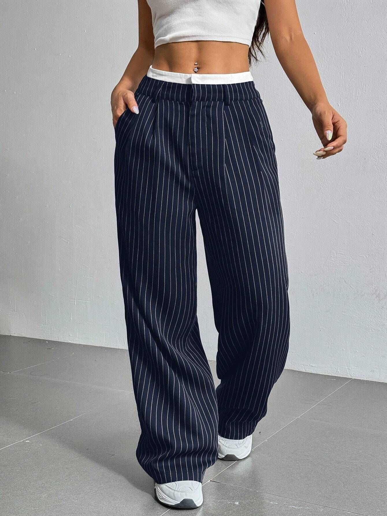Stitching Suit Pants Simple Loose Drooping Straight-leg Pants - X2-Shopping