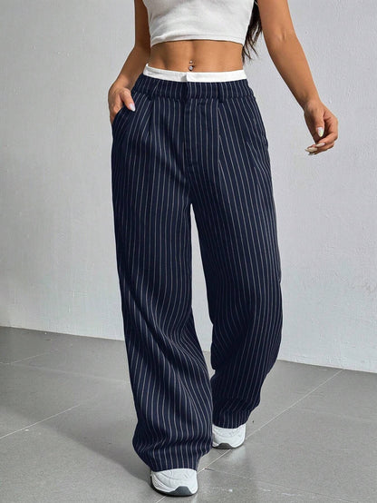Stitching Suit Pants Simple Loose Drooping Straight-leg Pants - X2-Shopping
