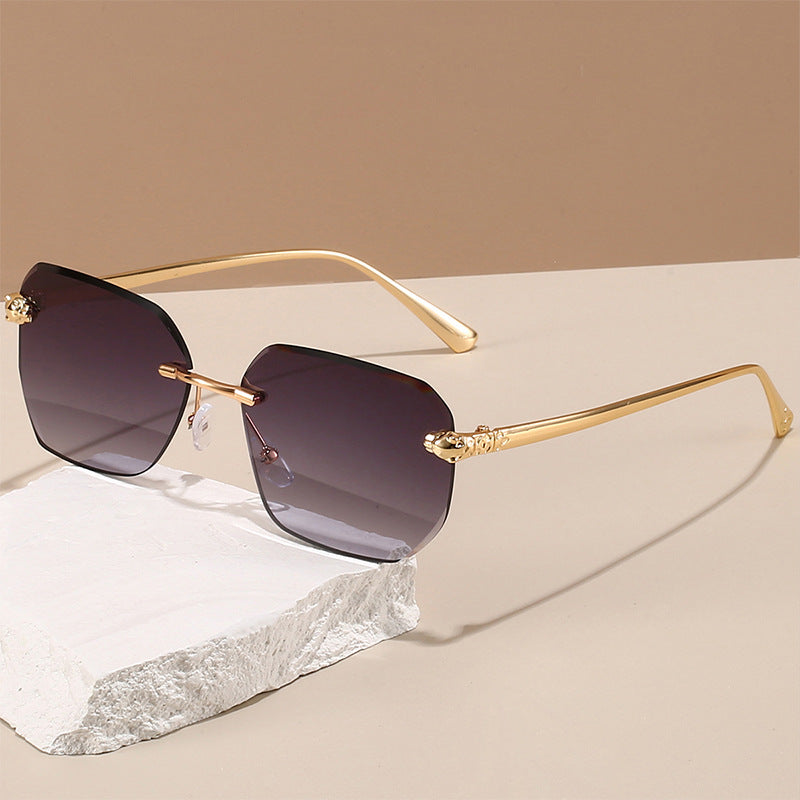 Frameless Trimming Leopard Head Sunglasses - X2-Shopping