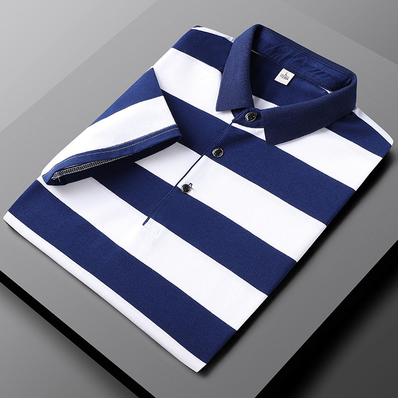 Lässiges gestreiftes T-Shirt mit halben Ärmeln für Herren