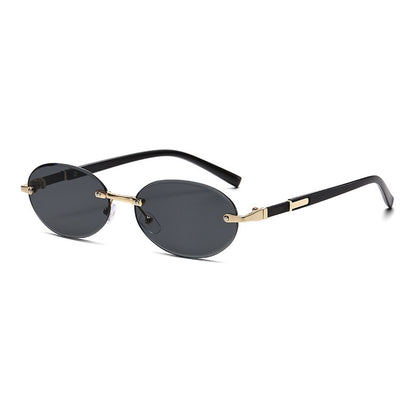 Trimming Oval Frame Sunglasses Frameless Hot Girl Sunglasses - X2-Shopping