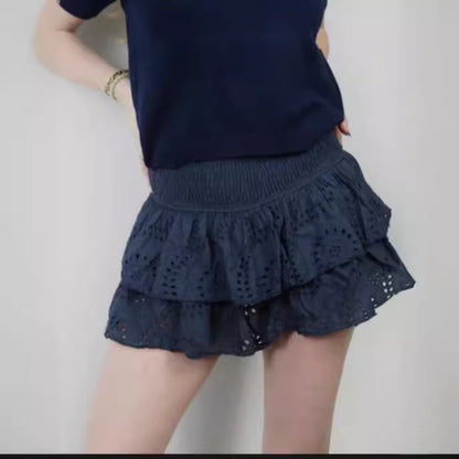 Women's Skirt Pleated Ruffle Print - X2-Shopping
