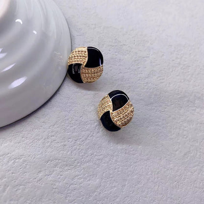 Vintage Dripping Enamel Geometric Ear Studs