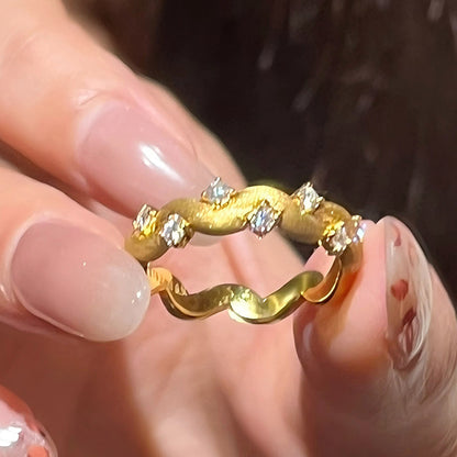 Retro Brushed Bright Star River Affordable Luxury Fashion Female Ring