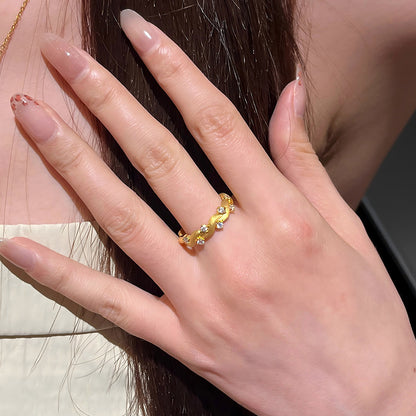 Retro Brushed Bright Star River Affordable Luxury Fashion Female Ring