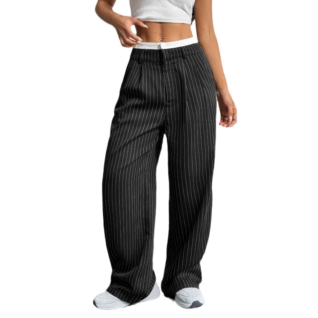 Stitching Suit Pants Simple Loose Drooping Straight-leg Pants - X2-Shopping