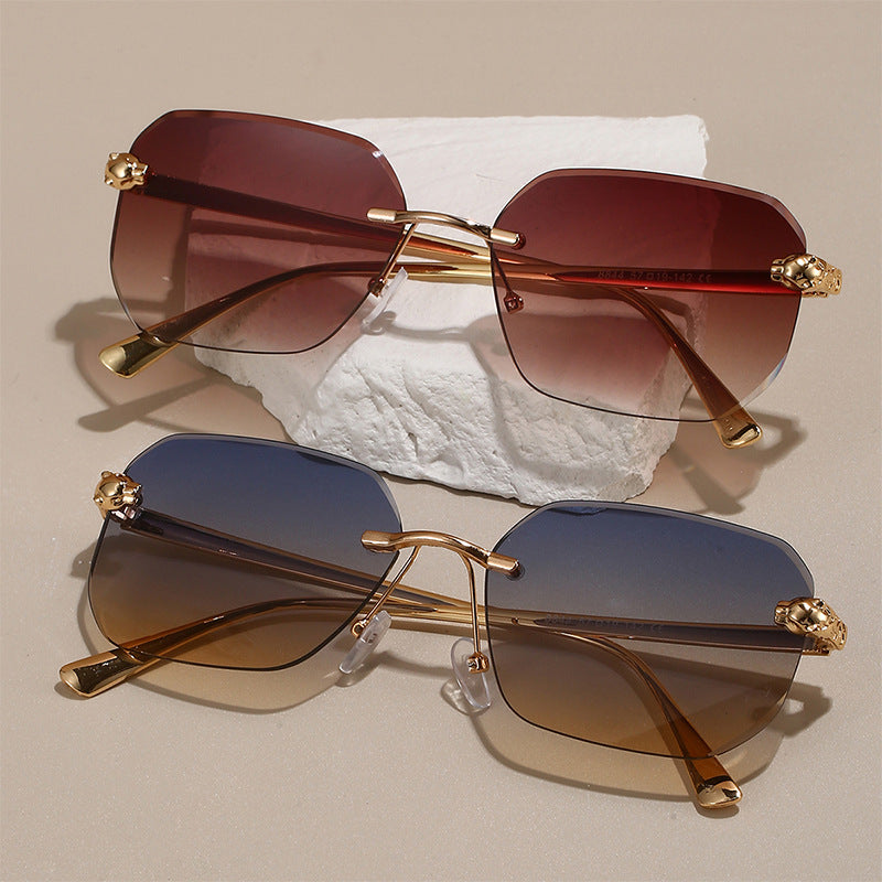 Frameless Trimming Leopard Head Sunglasses - X2-Shopping