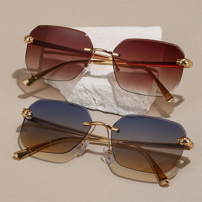 Frameless Trimming Leopard Head Sunglasses - X2-Shopping