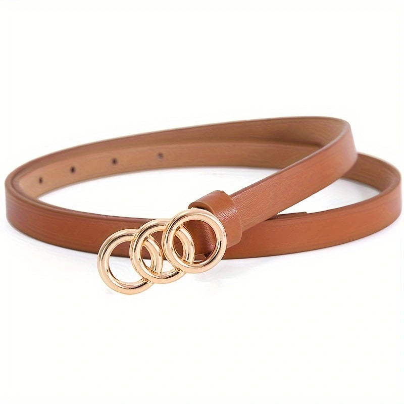Women's Stylish Retro Minimalism 3-ring Thin Belt - X2-Shopping
