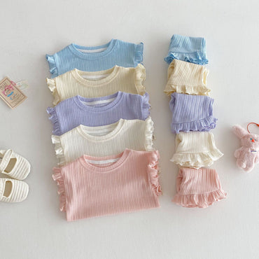Holzohrweste Baby Modische Shorts im koreanischen Stil Mode Zweiteiliger Anzug