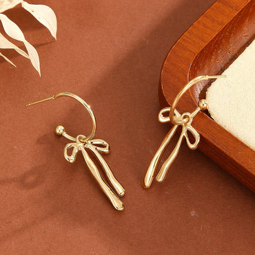 Metal Fashion Minimalist Bowknot Stud Earrings