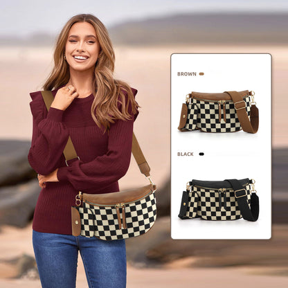 Trendy All-Match-Umhängetasche mit karierter Taille