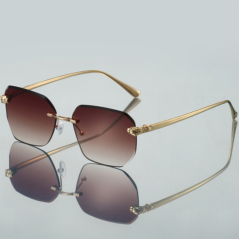 Frameless Trimming Leopard Head Sunglasses - X2-Shopping